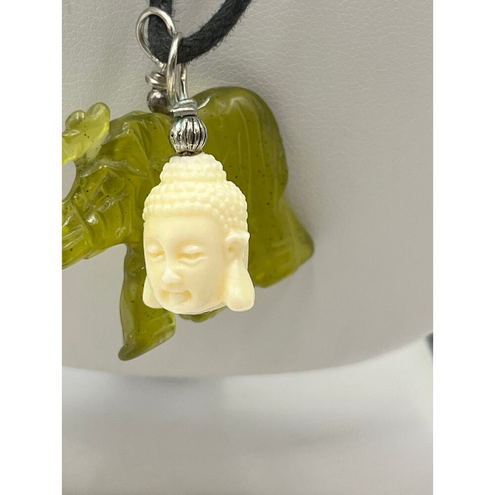 Nephrite Jade Trunk Up Elephant With Double-Heade… - image 5
